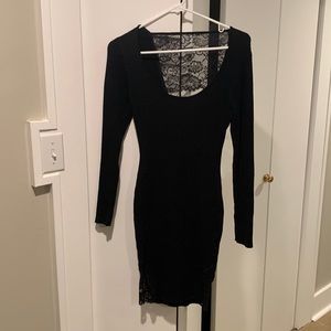 Knit and lace long sleeve dress